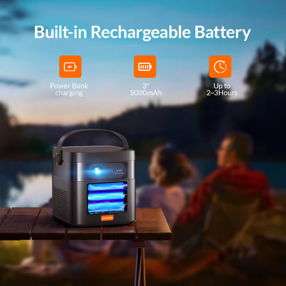 VEVSHAO V50 built-in rechargeable battery for portable movie theater outdoor use