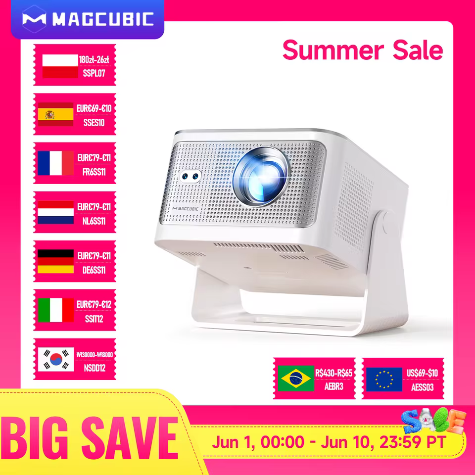 Projector advertisement with summer sale