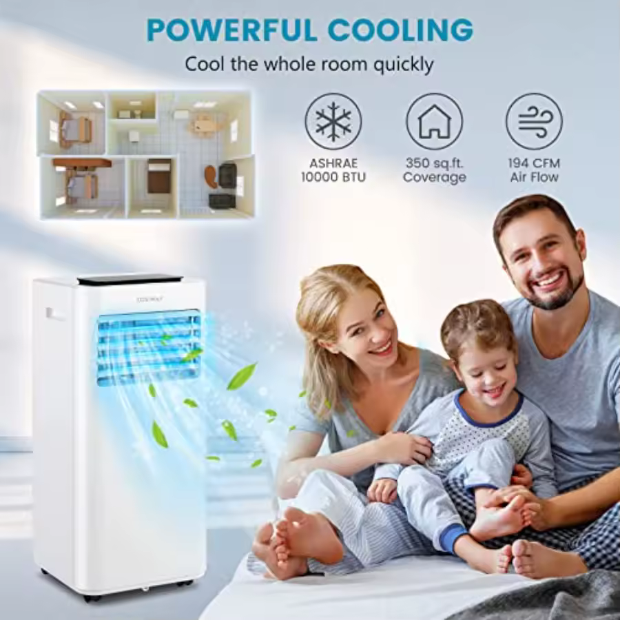 Costway 10000 BTU Portable Air Conditioner powerful cooling for bedroom