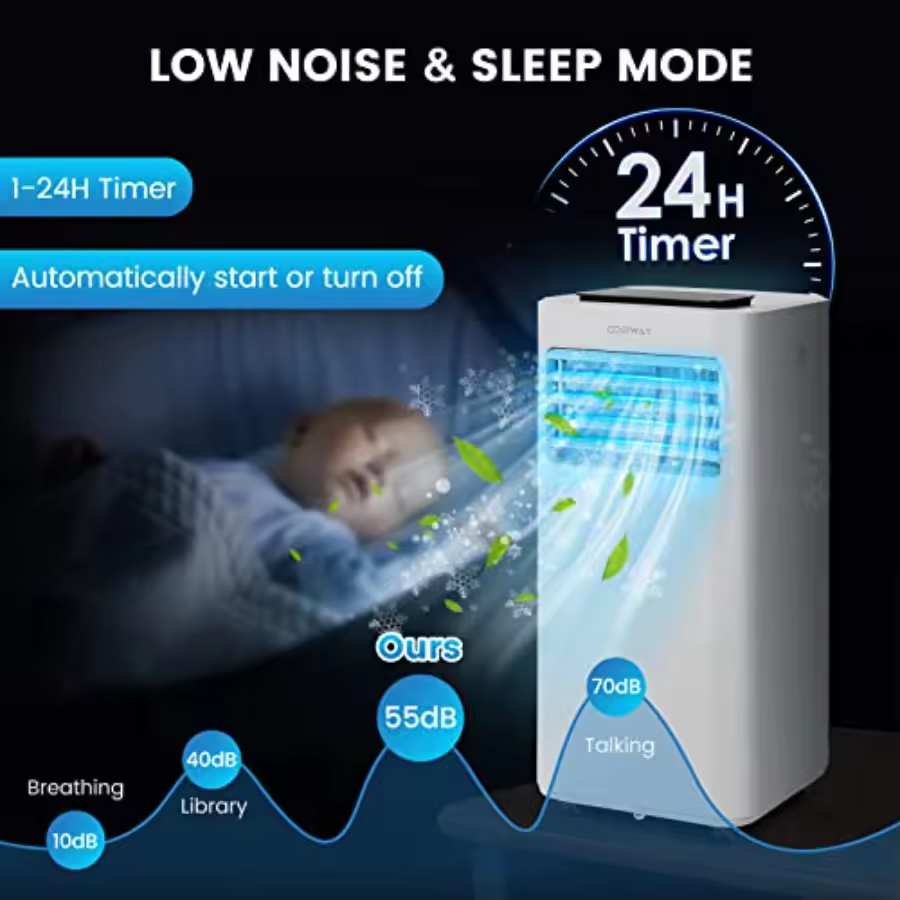 Costway 10000 BTU Portable AC low noise sleep mode 24 hour timer
