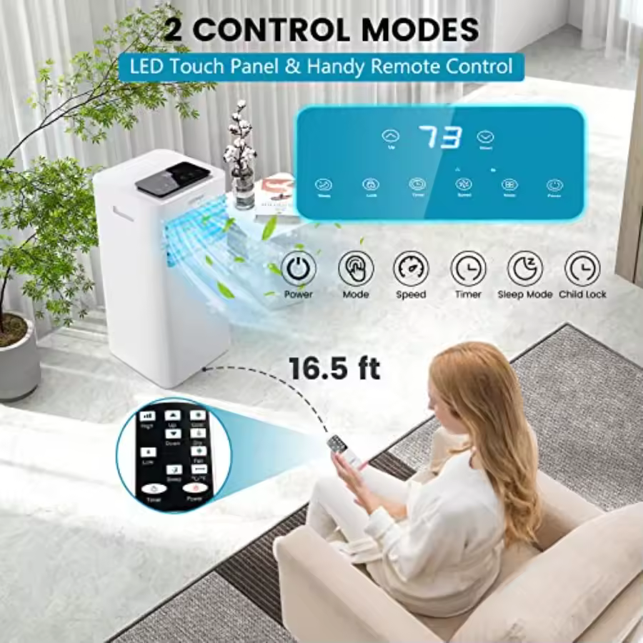 Costway 10000 BTU Portable Air Conditioner remote control panel