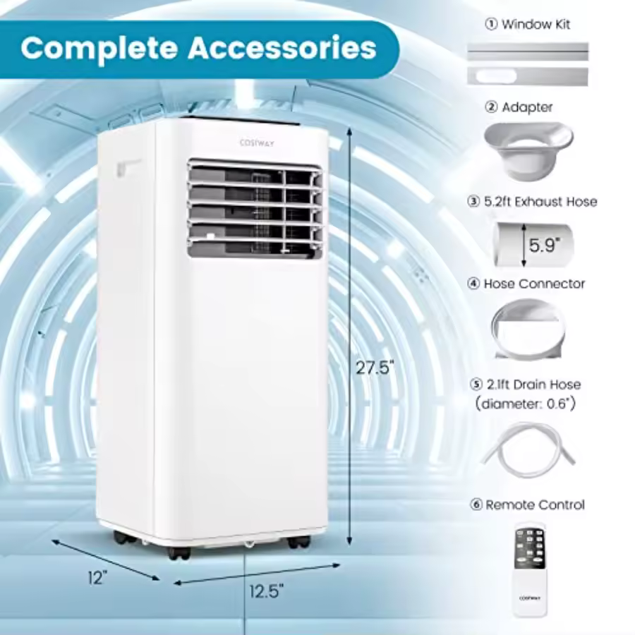 Costway 10000 BTU Portable AC accessories window kit and hoses