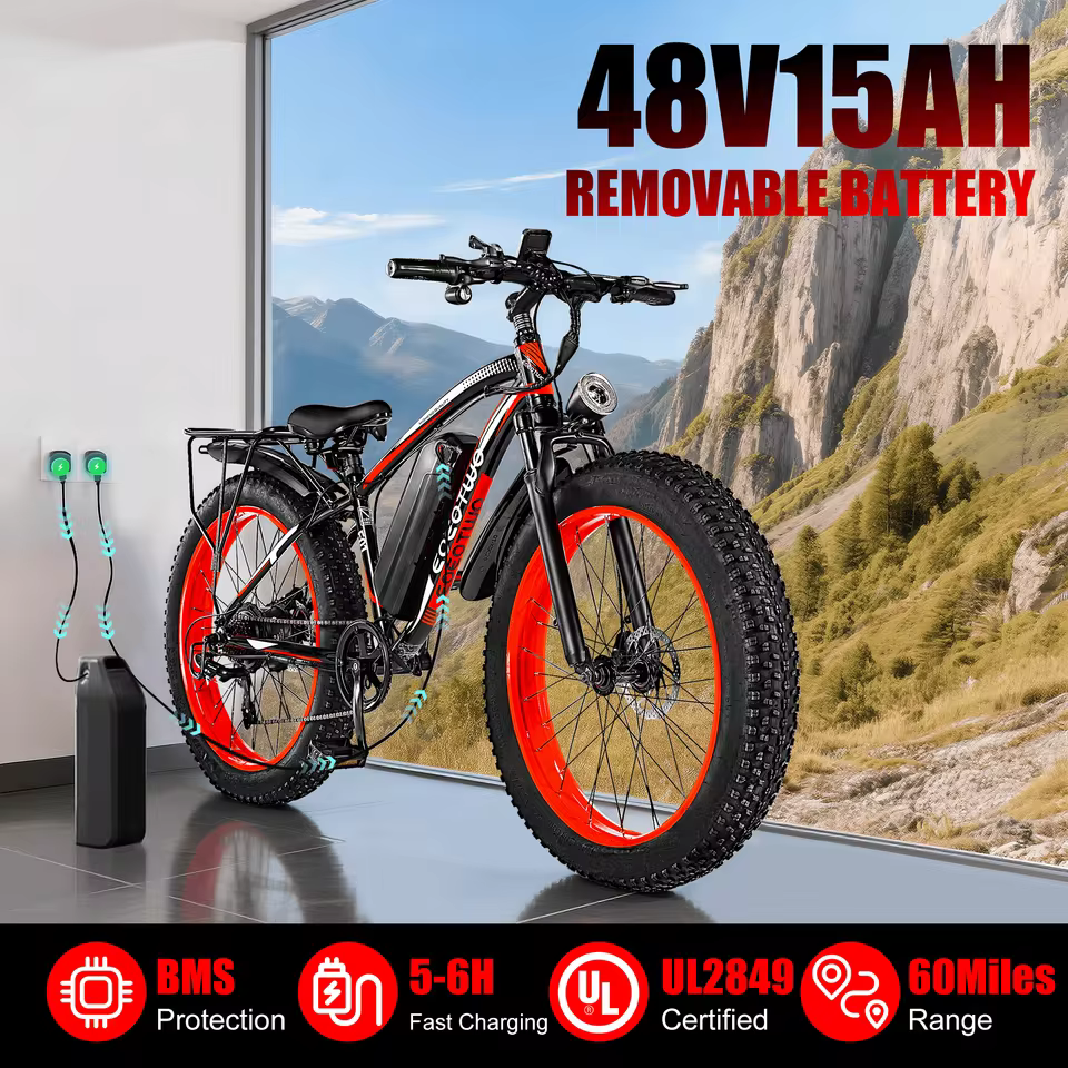 48V 15Ah removable lithium-ion battery for long range fat tire electric bike performance