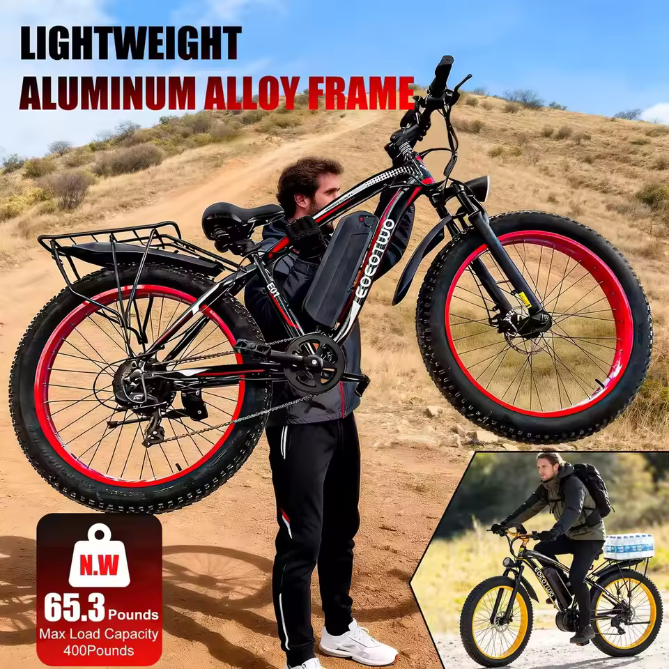 Lightweight aluminum alloy frame of 1500W high power electric mountain bike for durability