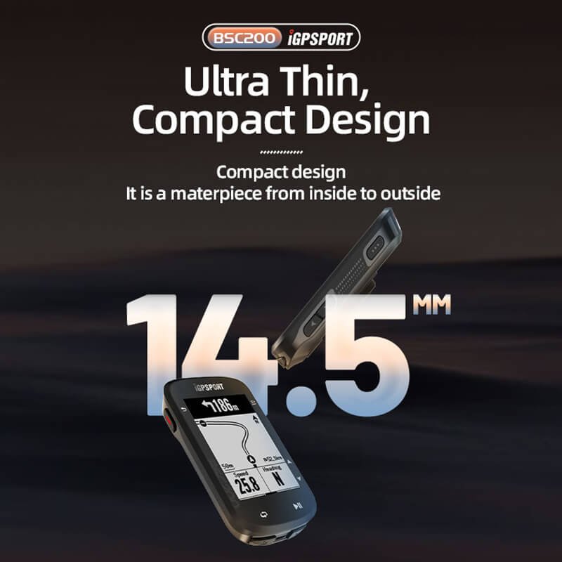 Ultra thin and compact 14.5mm design of the iGPSPORT BSC200 best budget GPS bike computer for lightweight cycling