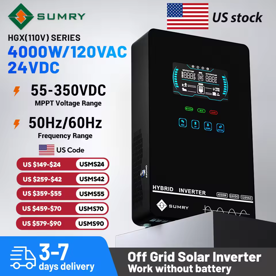 Sumry 4KW hybrid solar inverter review with 140A MPPT and works without battery feature for best budget solar setup