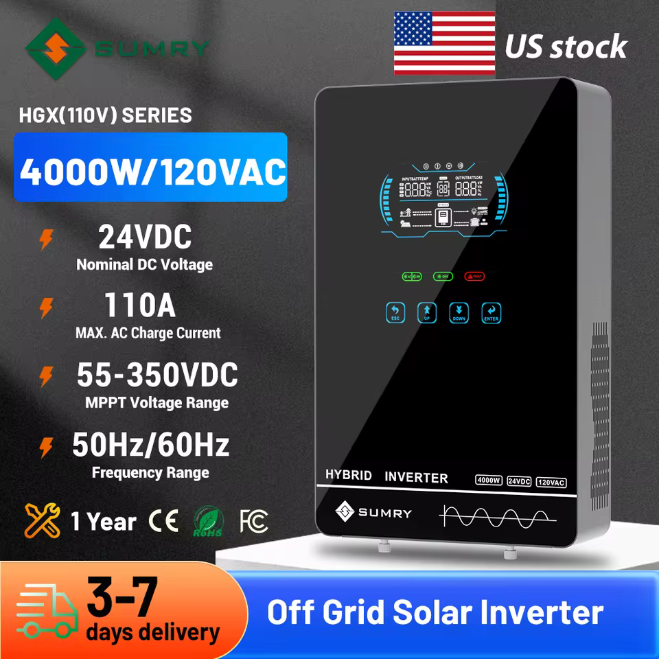 Sumry 4KW off grid solar inverter review showing best budget hybrid unit that works without battery from US stock