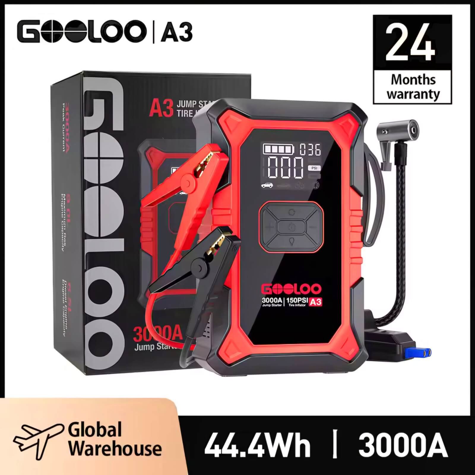 GOOLOO A3 Jump Starter with Air Compressor Review - 3000A battery booster