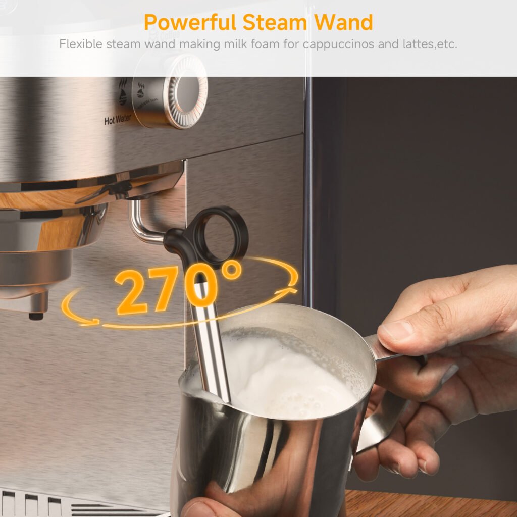 270 degree rotating steam wand feature on BioloMix CoffArt model