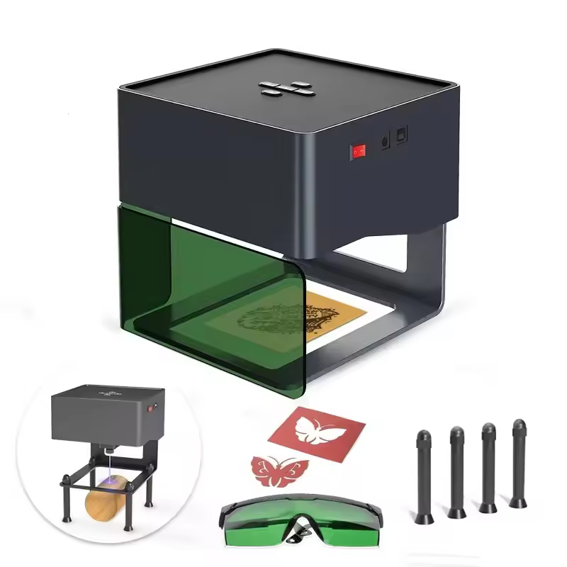 DAJA DJ6 mini portable laser engraver with safety glasses and stencils