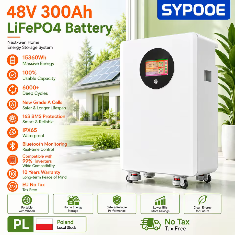 SYPOOE 48V 300Ah LiFePO4 battery for off grid solar system