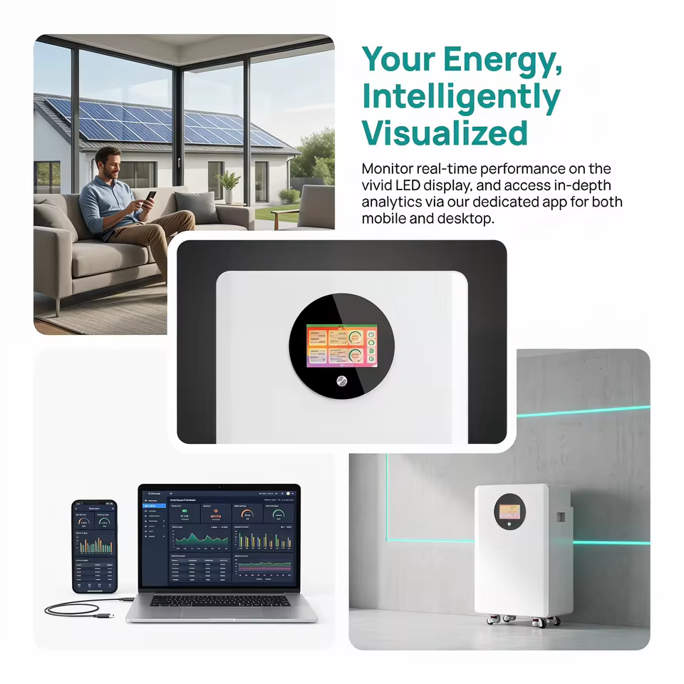Smart energy monitoring app for off grid solar system tracking on mobile and tablet