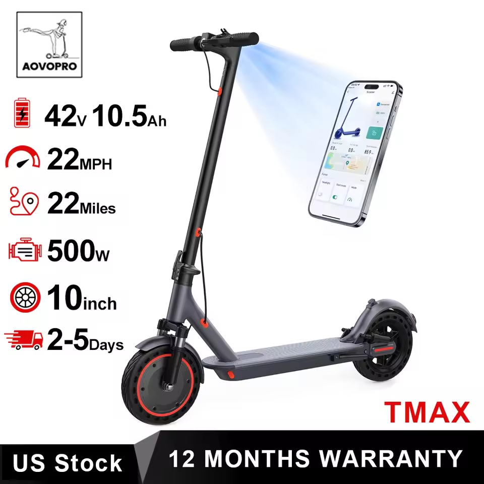 AOVOPRO TMAX electric scooter 500W motor 22 mile range comparison