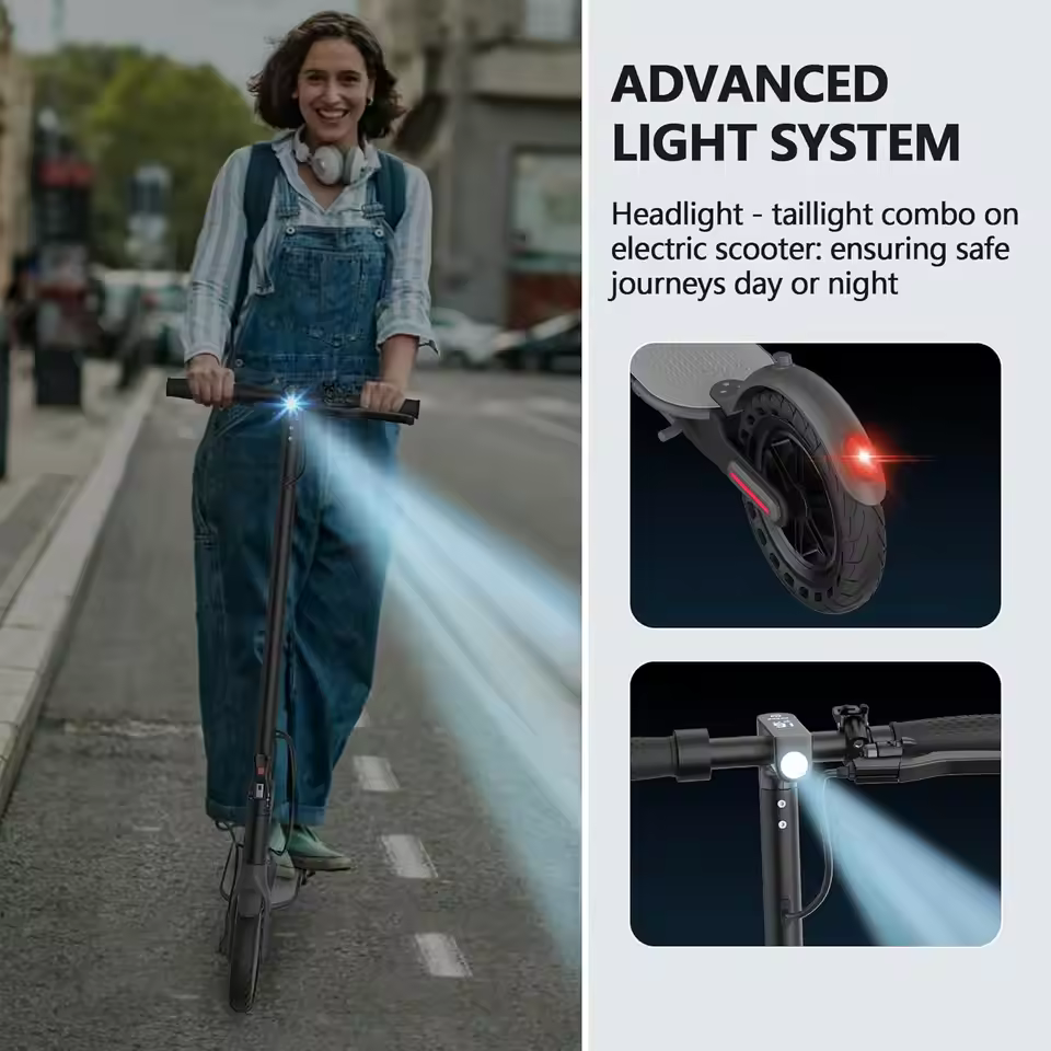 Advanced light system on the 350W electric scooter for commuting at night