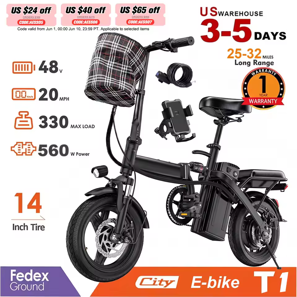 City E-bike T5 folding electric bike for adults with 560W motor