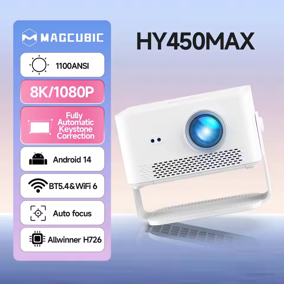 Magcubic HY450MAX vs X7 comparison - native 1080p smart projectors with 8K support side by side