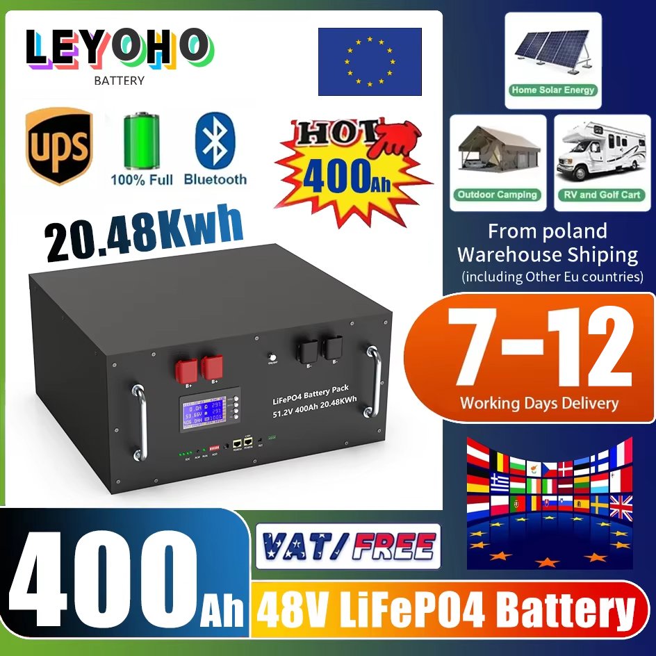 LEYOHO 48V 400Ah LiFePO4 Battery for off-grid solar setup