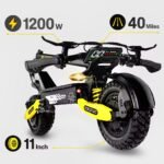 Fastest electric scooter EOEOTWO 1200W 40 miles range 11 inch off road tires