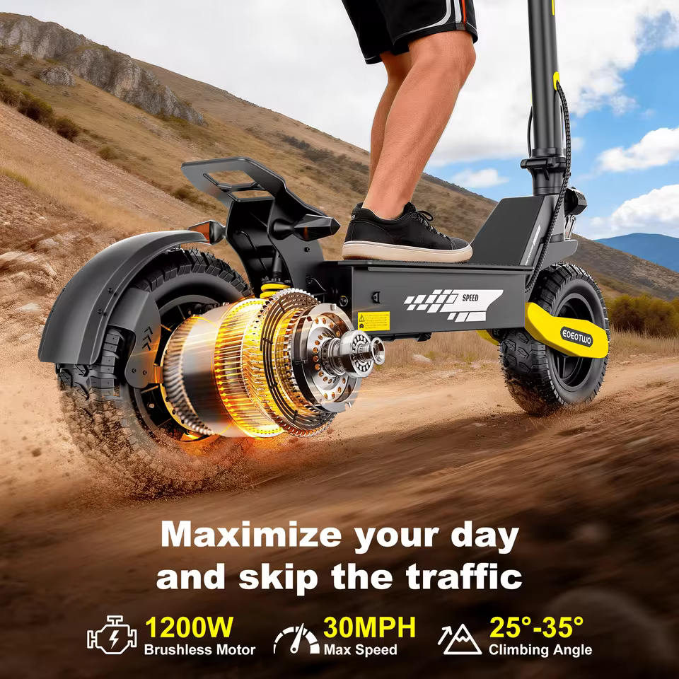 Fastest electric scooter EOEOTWO 1200W brushless motor climbing 25 to 35 degree slopes