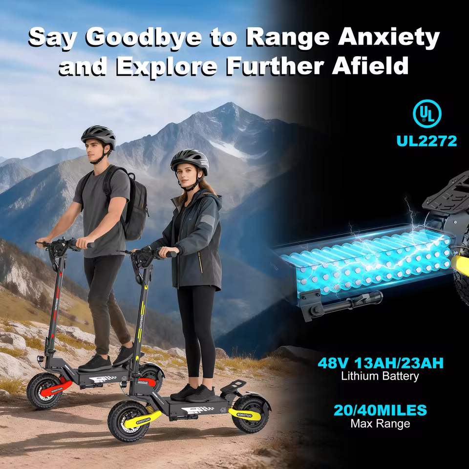 EOEOTWO electric scooter 48V battery with 20 to 40 mile long range