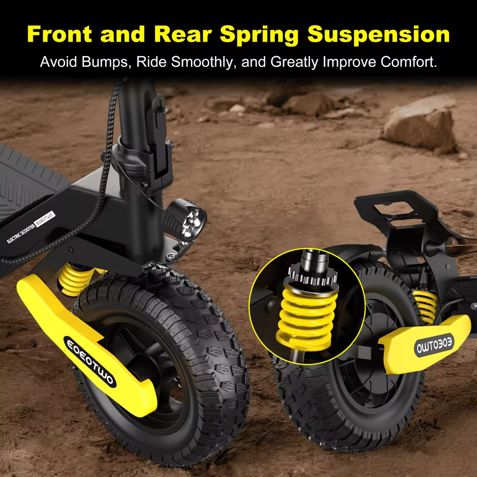 Fastest electric scooter EOEOTWO front and rear spring suspension for smooth off-road ride