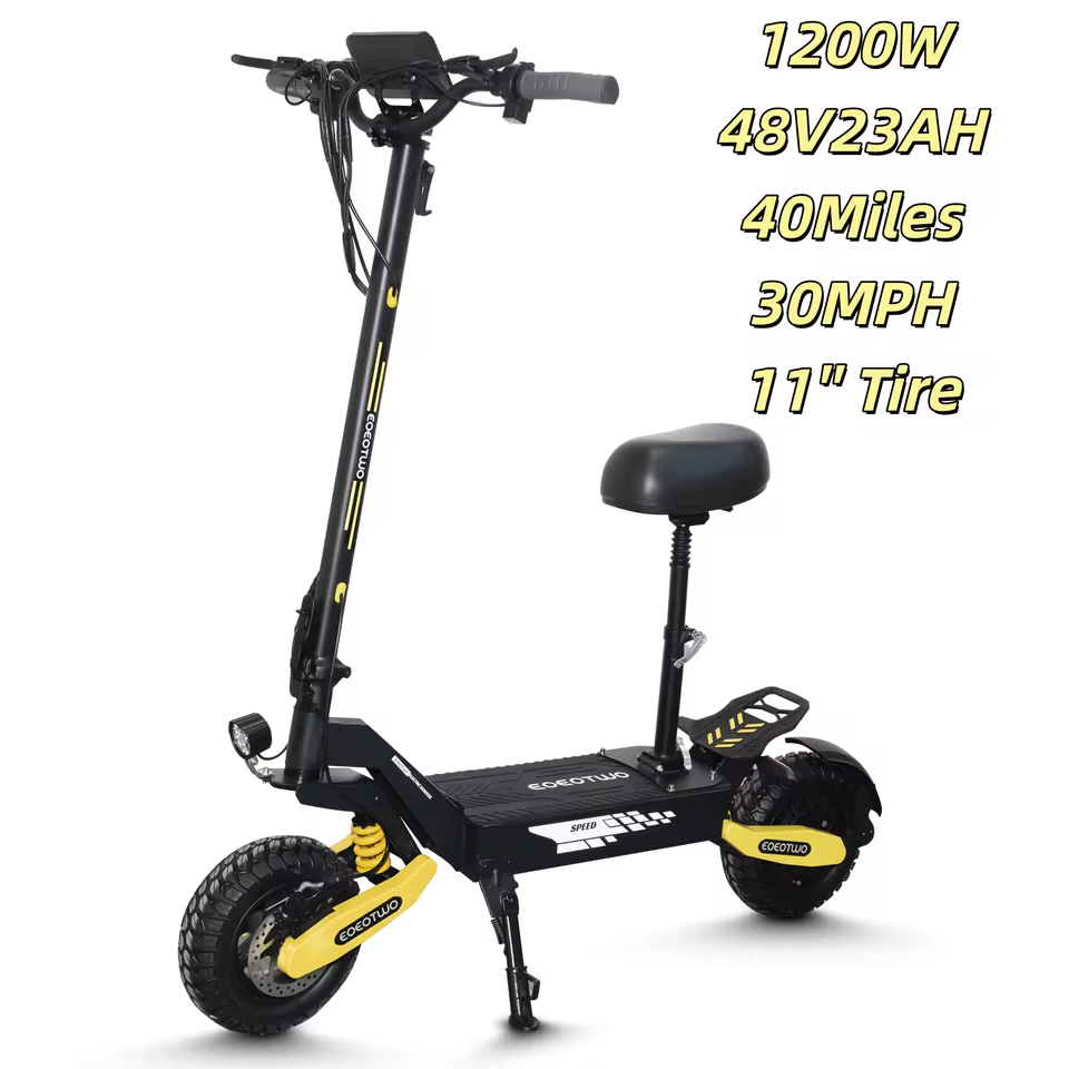 Fastest electric scooter EOEOTWO 1200W 48V 23AH battery 40 miles range 30MPH