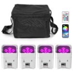 best dj lights - U'King 4PCS RGBWA+UV LED Par Light kit with carrying bag and remote