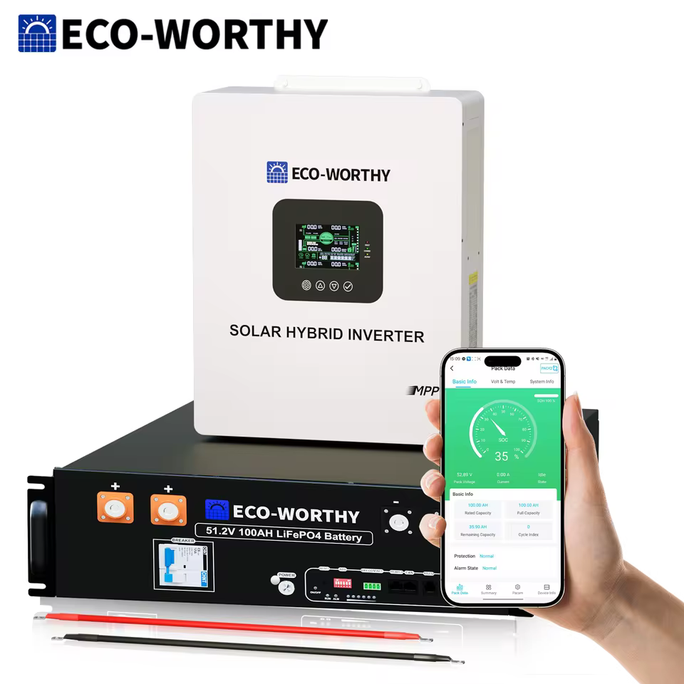 off grid solar system - ECO-WORTHY 48V LiFePO4 battery backup power combo