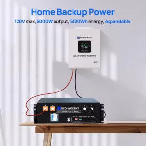 hybrid solar inverter - ECO-WORTHY home backup power 5000W 5120Wh expandable