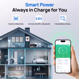hybrid solar inverter - ECO-WORTHY smart power app WiFi Bluetooth battery monitoring