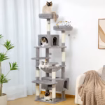 best cat trees - large multi-level cat tower with scratching posts and hammock