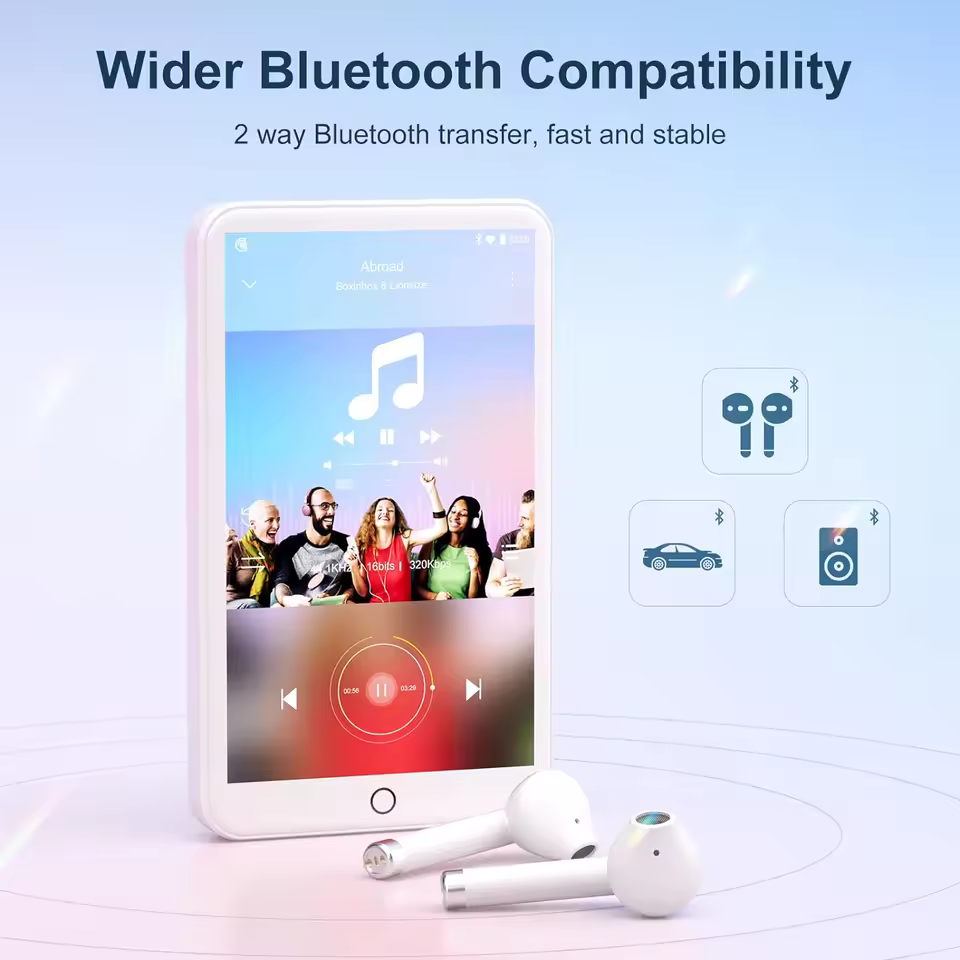mp3 player with bluetooth - wireless earbuds and speaker compatibility