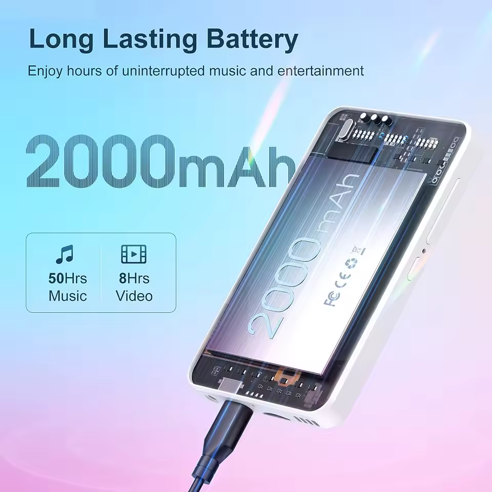best mp3 player 2026 - 2000mAh long lasting battery for music and video