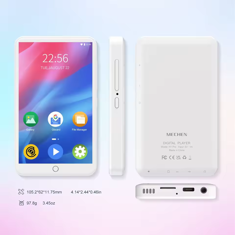digital audio player - compact white portable music player design