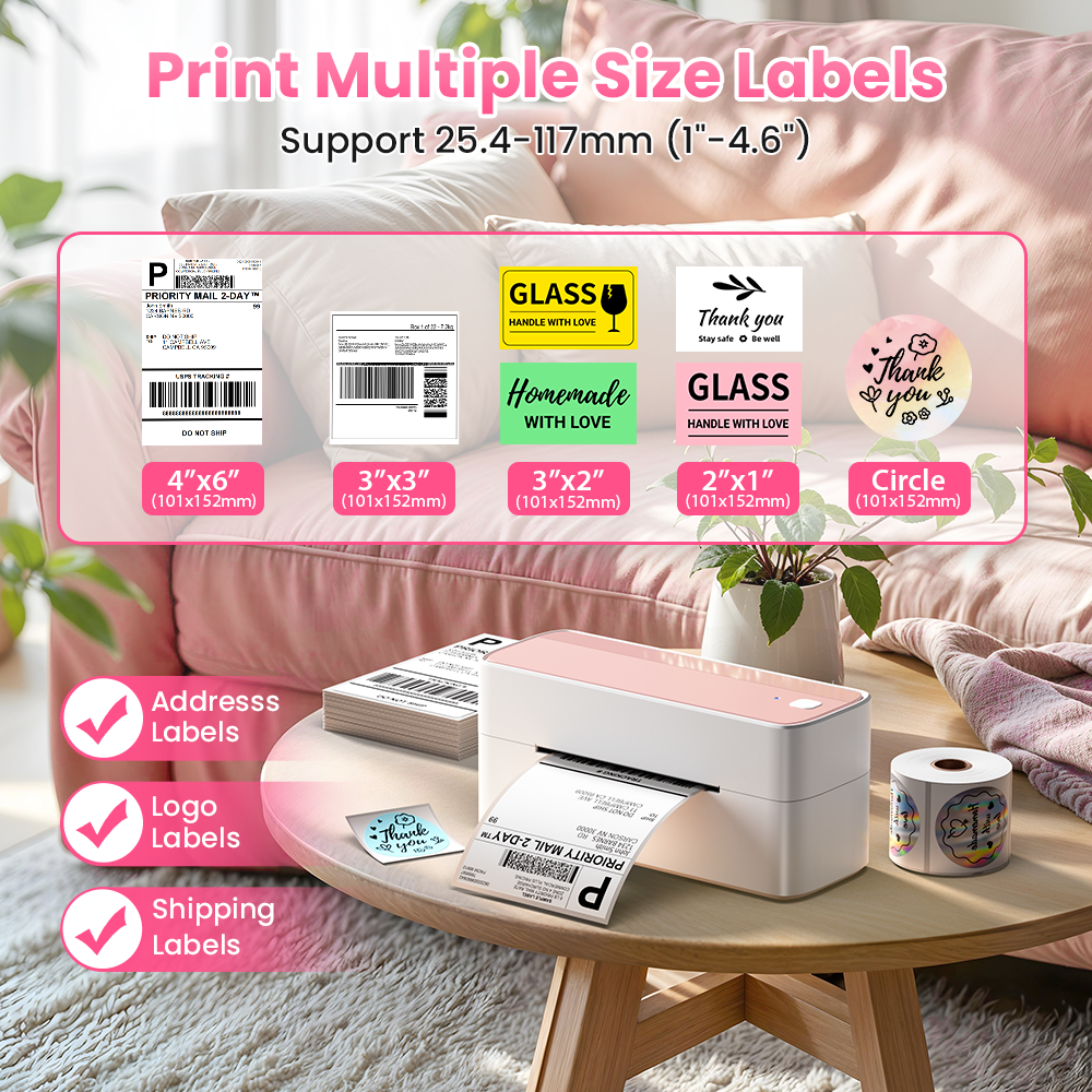 Multiple sizes of thermal labels supported by Phomemo PM-241-BT