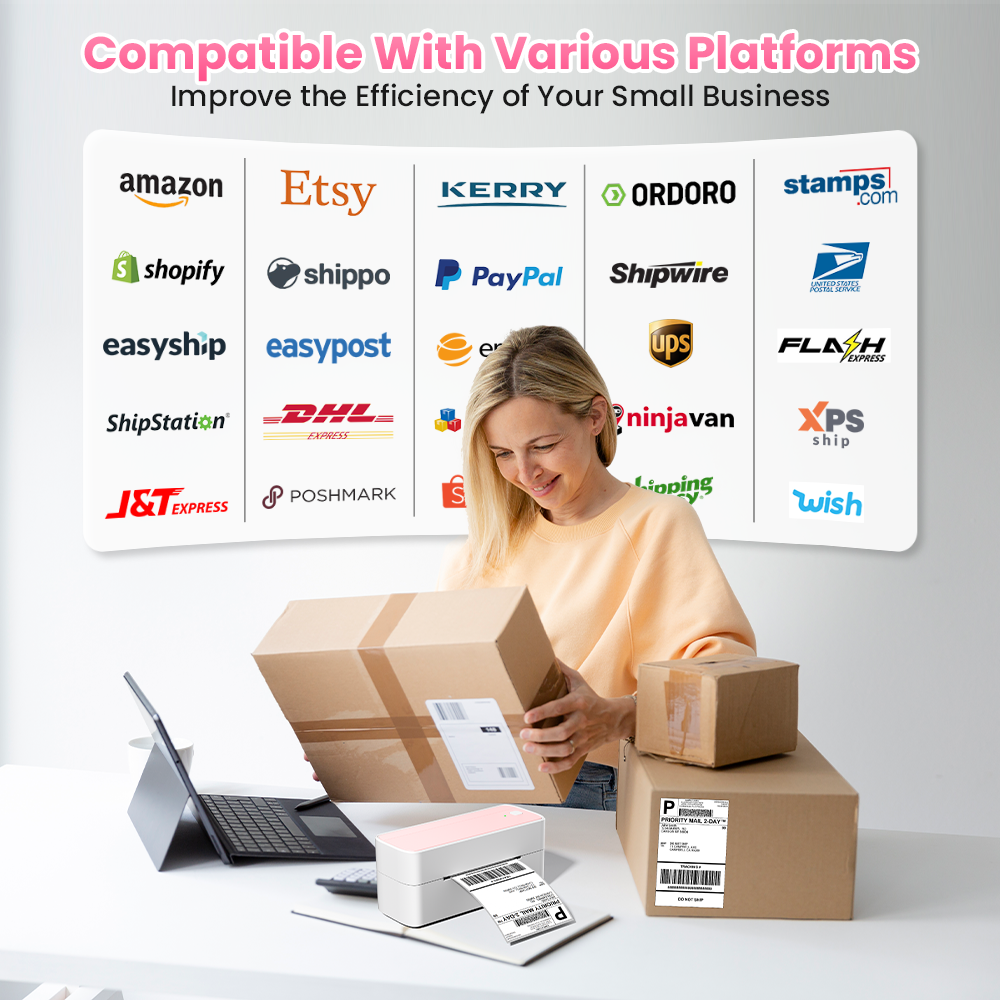 Shipping label printer compatible with Amazon eBay Etsy and Shopify
