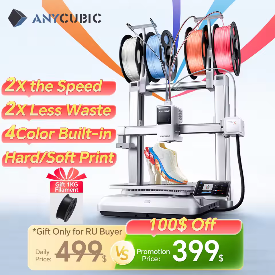 Anycubic Kobra X 3D printer with 4-color filament setup and welcome deal pricing