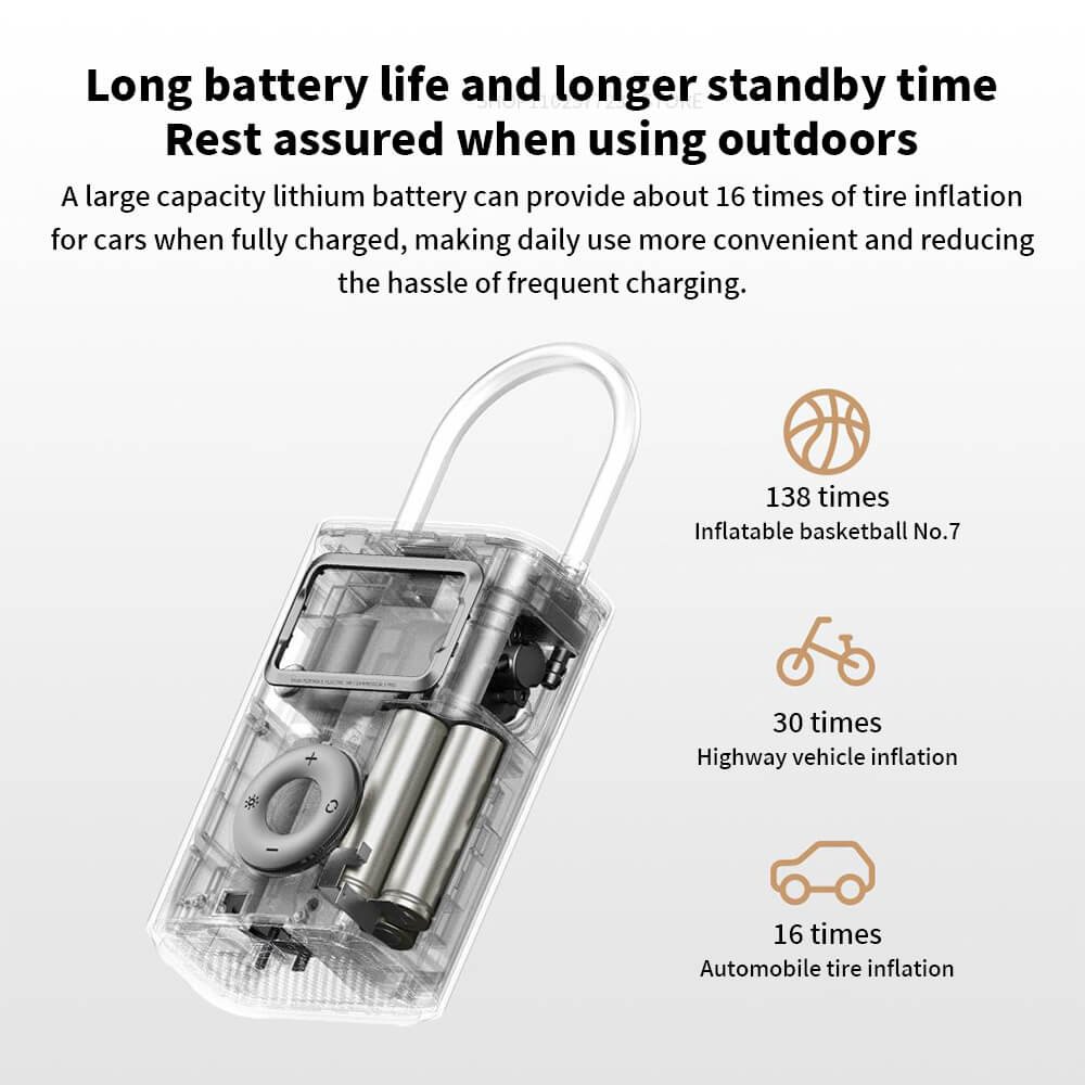 Xiaomi Mijia Air Pump 2 Pro long battery life and standby time