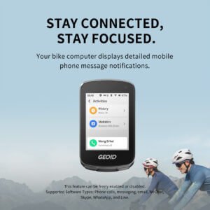 GEOID CC700 Pro displaying mobile phone notifications while cycling