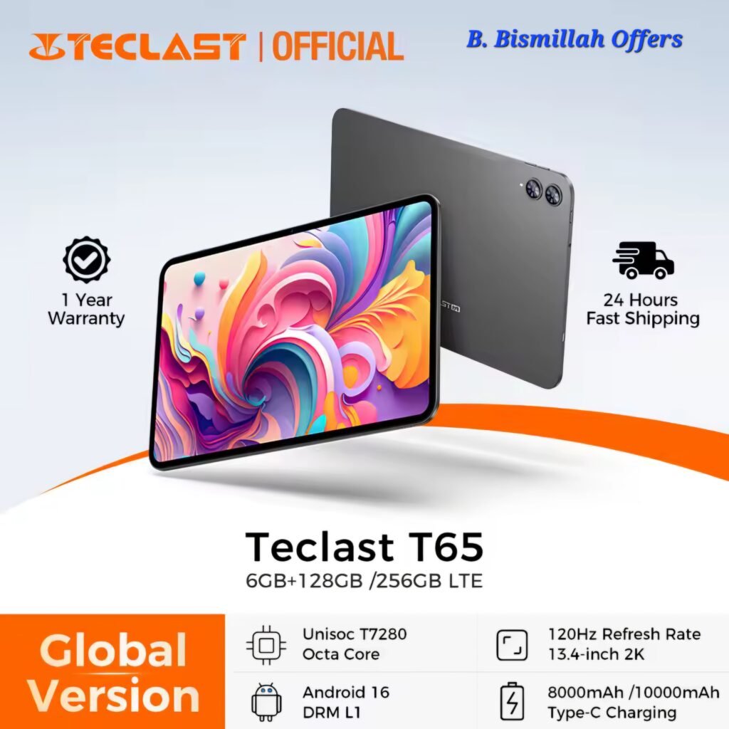 Teclast T65 tablet with 120Hz 2K display and dual rear camera