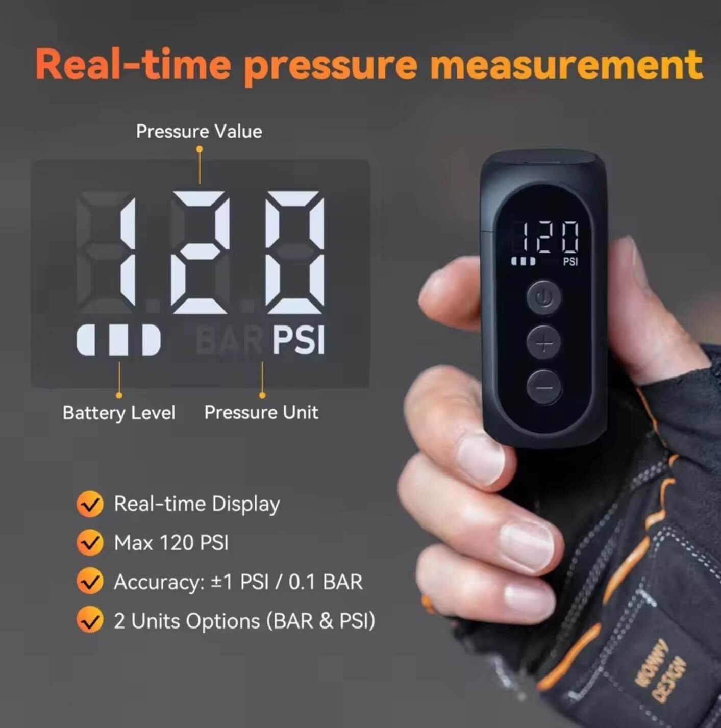 Anoutway AT1 Pro electric bike pump digital PSI BAR display