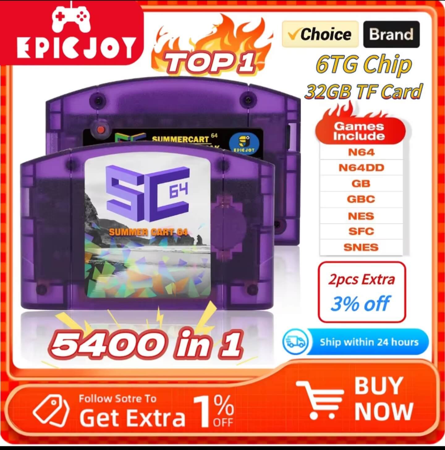 EPICJOY SummerCart 64 SC64 N64 flashcart with 5400 games bundle review