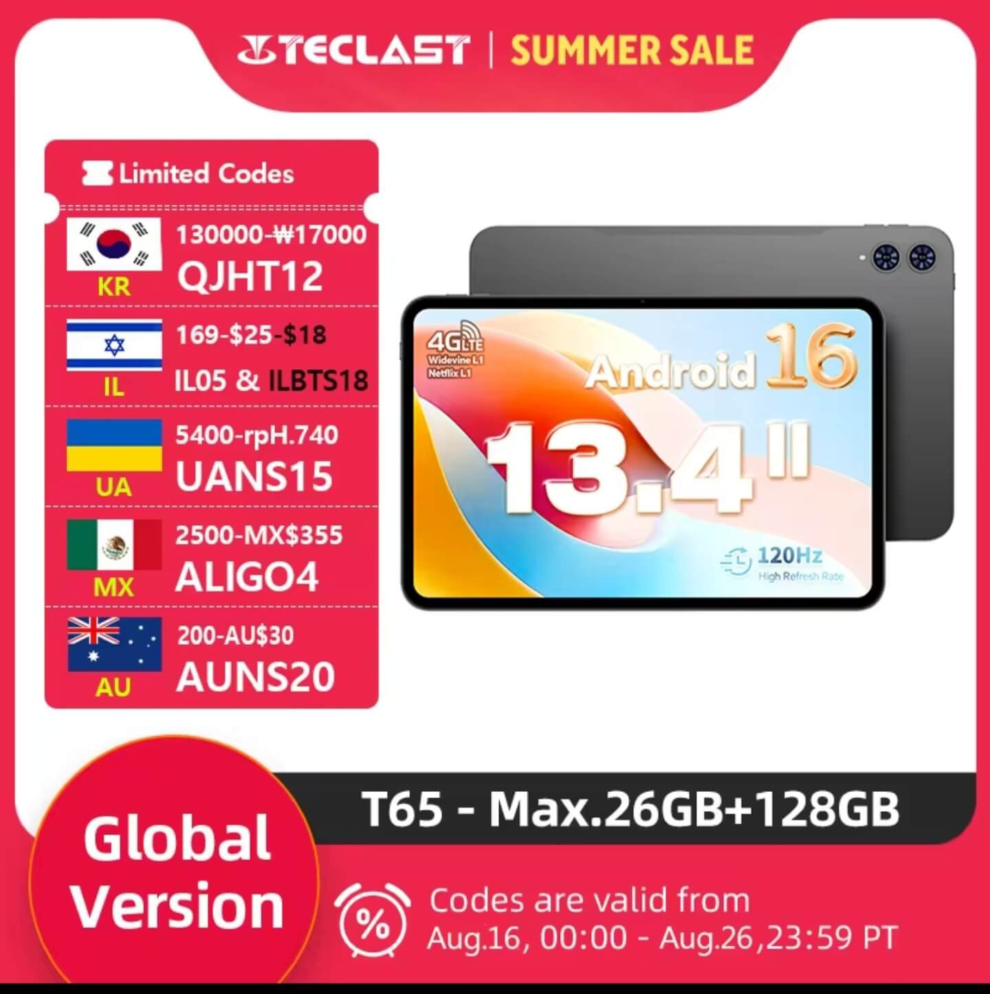 Teclast T65 and Lenovo Xiaoxin Pad 11 — best tablet under $200 comparison, 13.4 inch 120Hz display