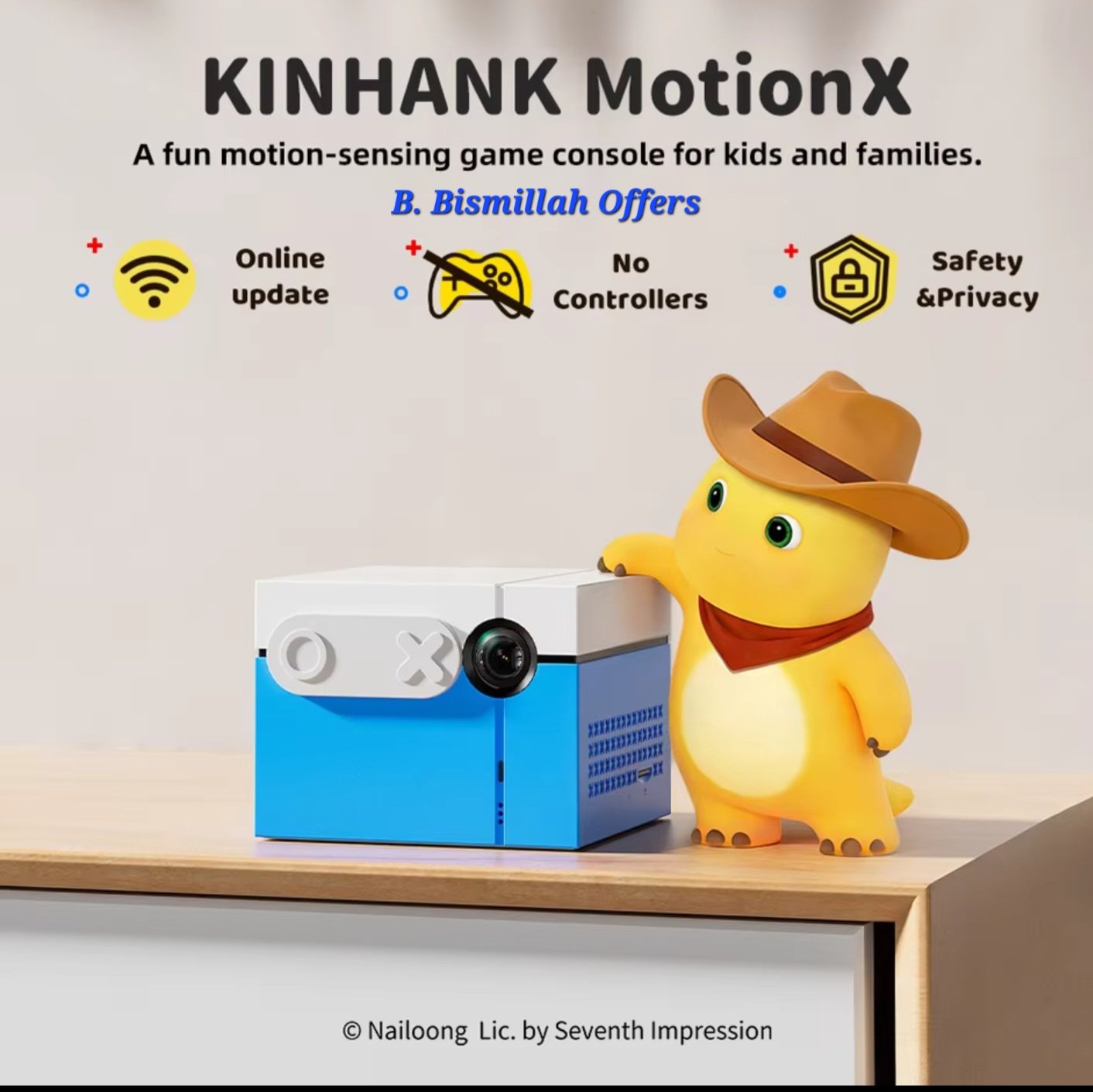 Kinhank MotionX motion-sensing AI game console for kids and family with interactive camera review