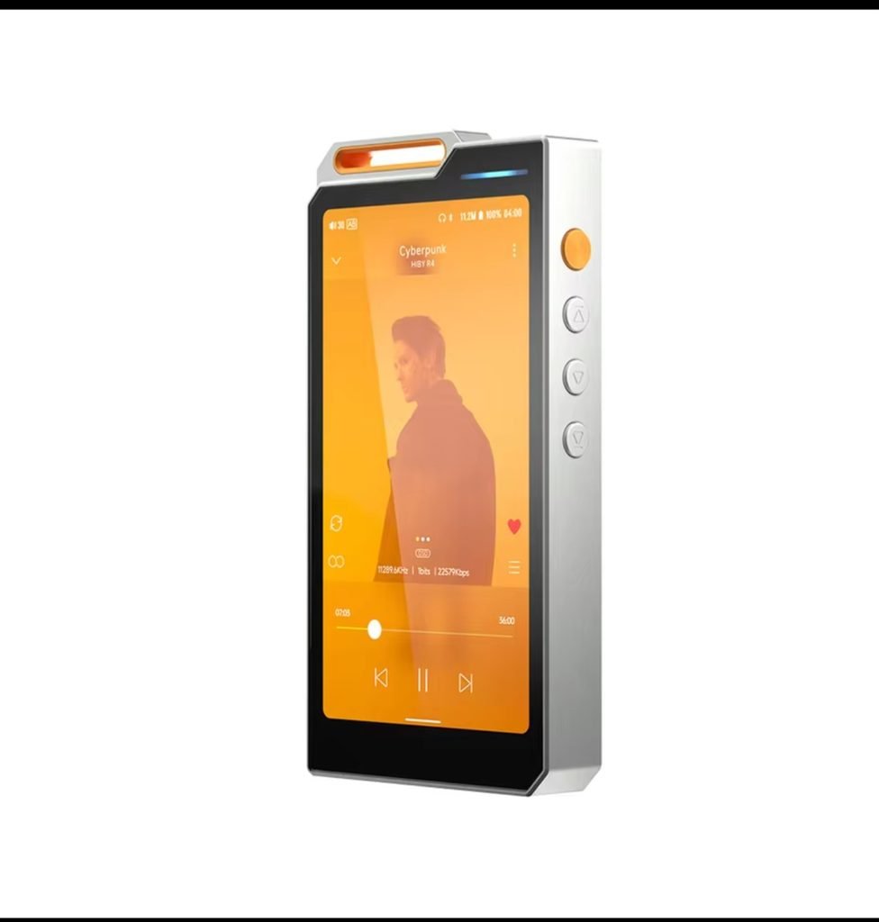 HiBy R4 orange color option with music player interface