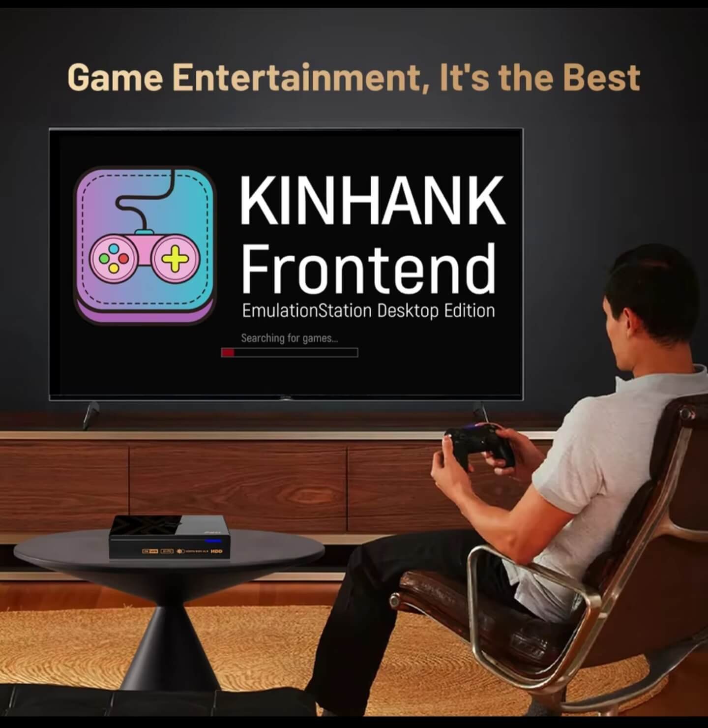 Kinhank Super Console X5 Pro EmulationStation frontend interface on TV screen