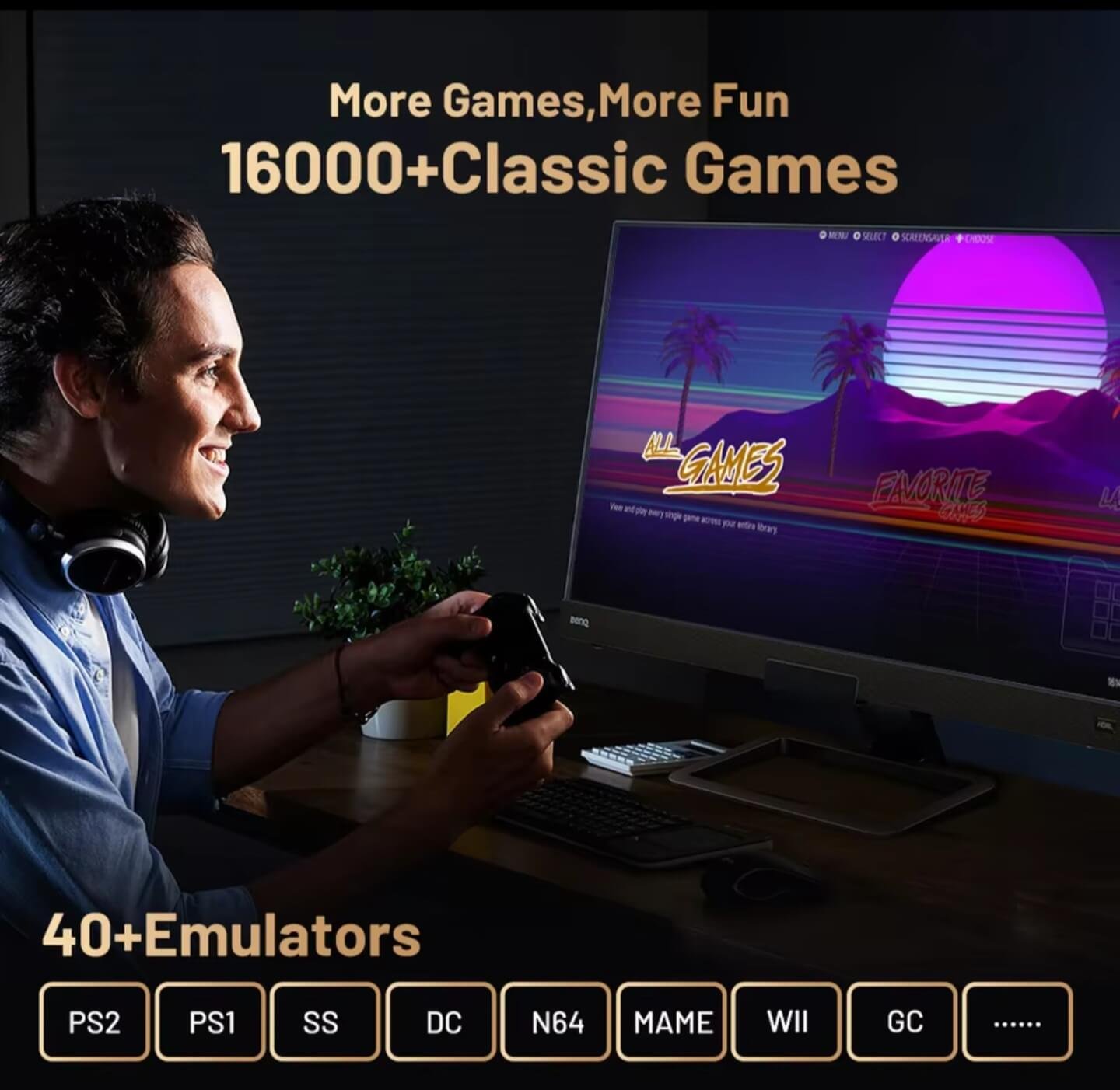Kinhank Super Console X5 Pro retro gaming console with controller, RK3588 chipset, 16000+ games