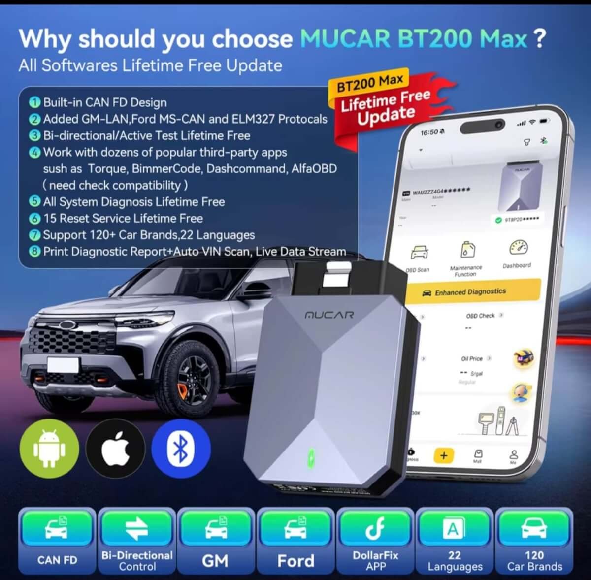 MUCAR BT200 Max features overview with lifetime free software updates
