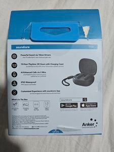 Soundcore R50i review earbuds retail box packaging showing features
