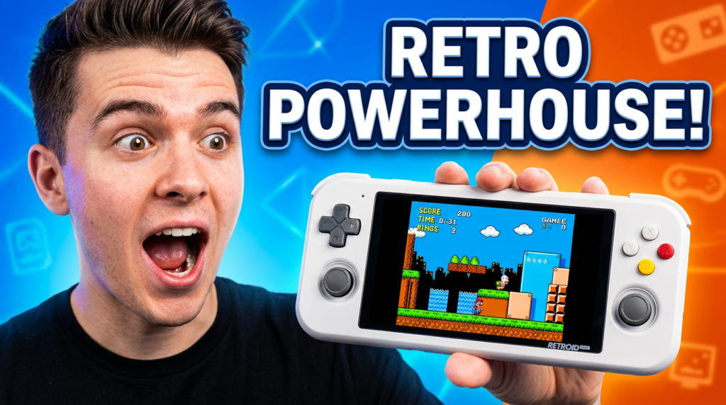 Retroid Pocket 4 Pro handheld retro gaming console in white color
